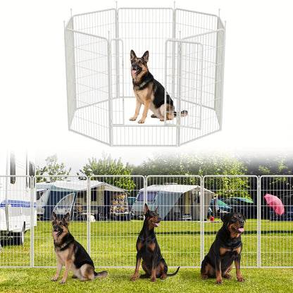 FXW Dog Playpen Heavy Duty Metal Pet Fence with Gate – 8/16/24/32/48 Panels, 24/32/40 Inch Height, Indoor & Outdoor Exercise Pen for Large Medium Small Dogs, Portable Yard Garden RV Camping Enclosure