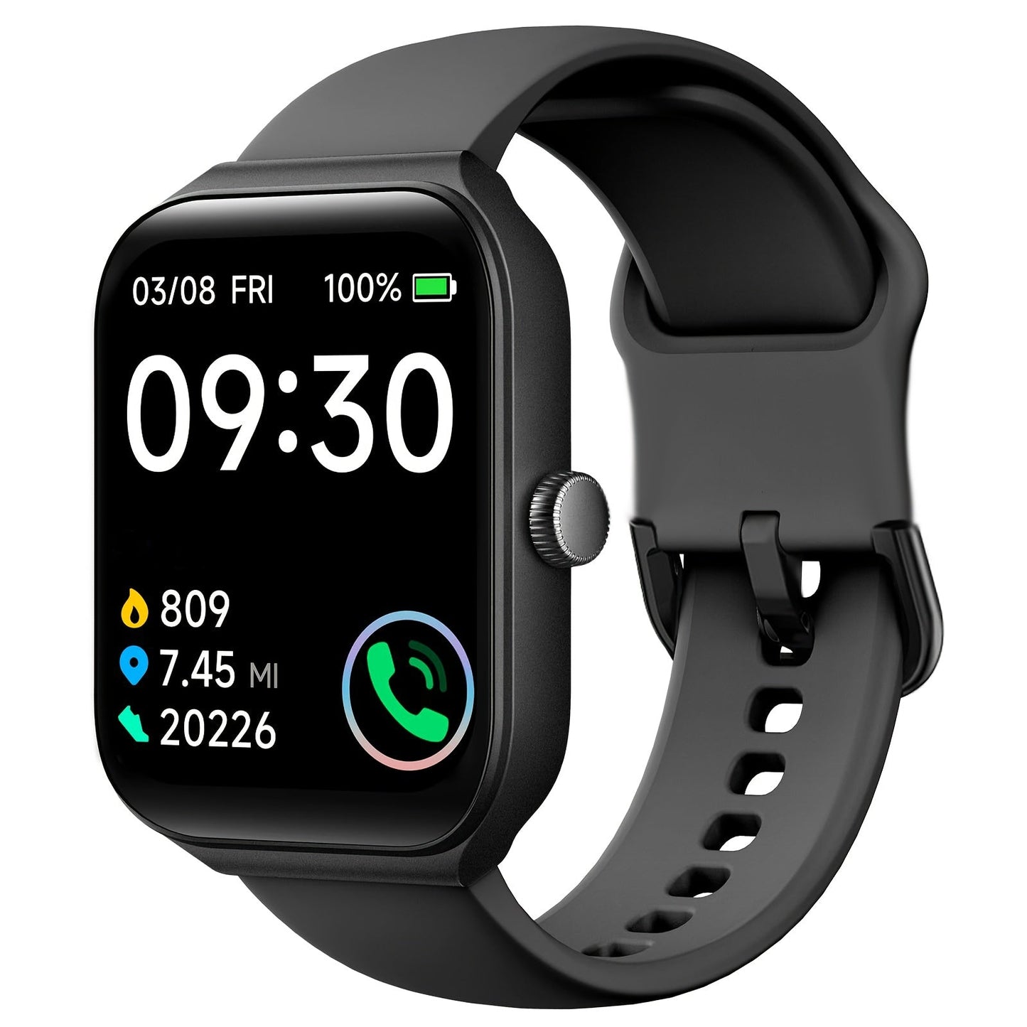 Smart Watch 1.83" Fitness Tracker with Bluetooth Calling – Step Counter, Activity Monitor, Message Notifications, Multi-Sport Modes, USB Charging, Compatible with iPhone & Android, Gift for Men & Women (Black/Pink)