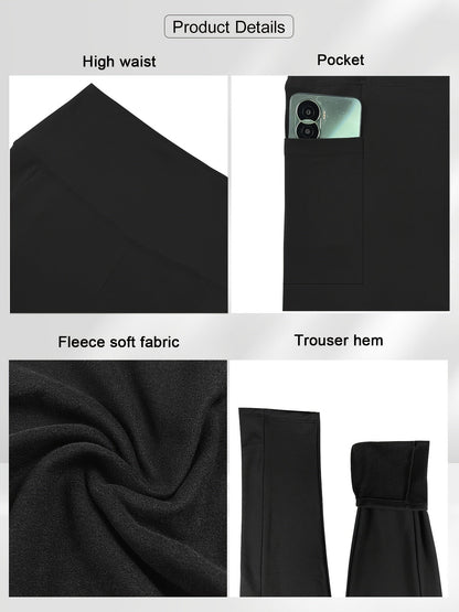Women's Plus Size Yoga Pants with Pockets – High-Waist Fleece-Lined Warm Leggings for Fall & Winter, Tight-Fitting Elastic Sports Base Layer Pants, Sizes 1XL-5XL in Black, Gray, Burgundy & Navy