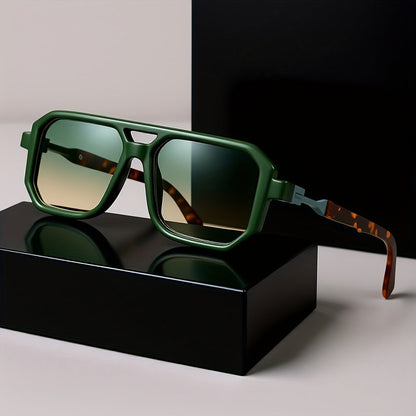 Oversized Square Frame Sunglasses Unisex UV Protection Retro Tortoiseshell Arms Men Women Travel Beach Daily Wear Includes Case and Cleaning Cloth 6 Colors