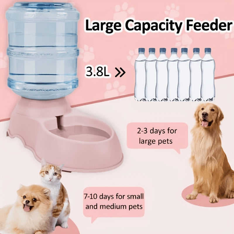 Automatic Gravity Dog Feeder and Water Dispenser 1 Gallon 3.8L - No Batteries Required, Durable PP Material, Suitable for Cats and Dogs Small Medium Pets, Hands-Free Gravity Feeding Station, Perfect Gift