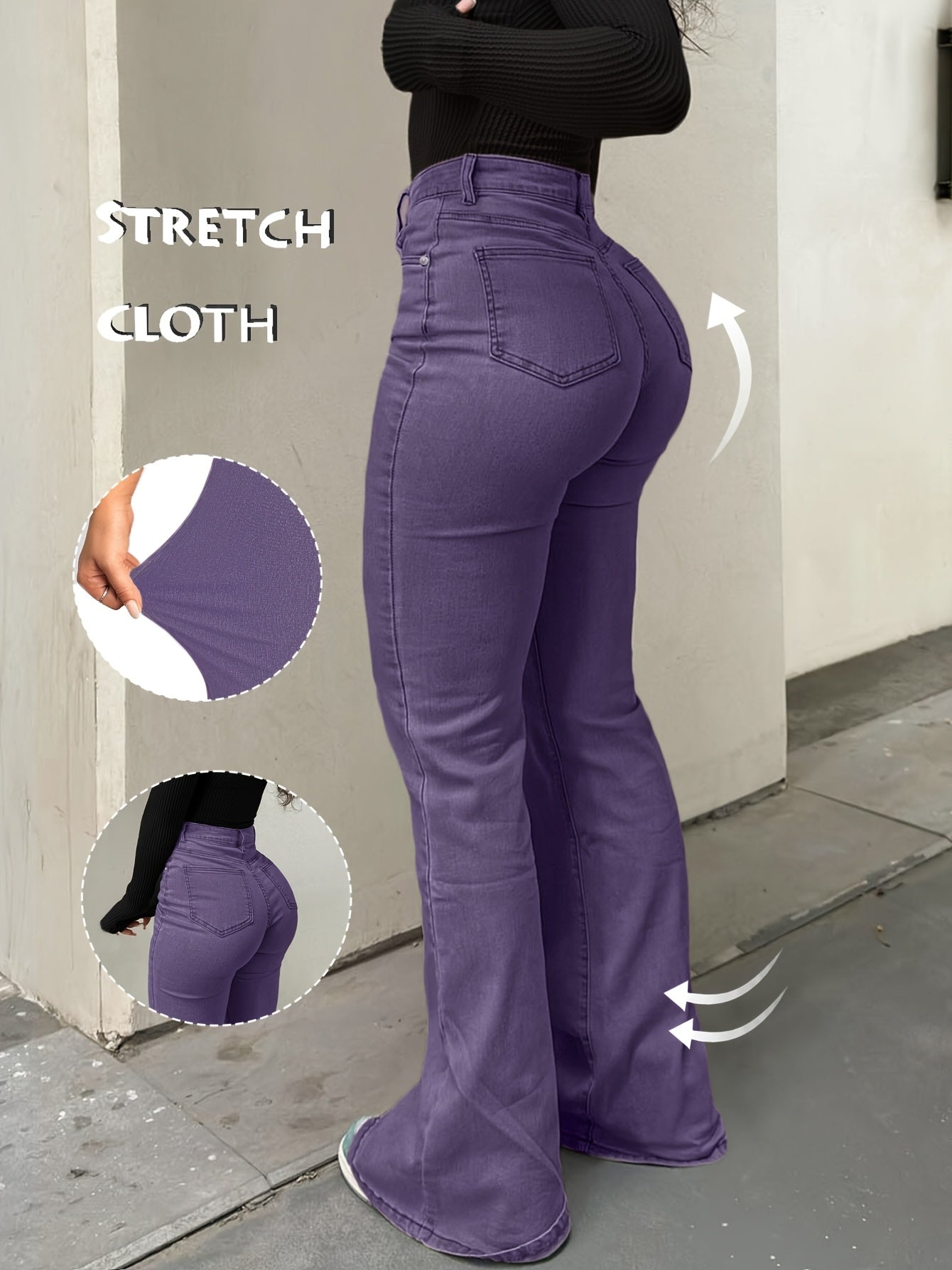 Women's Y2K Vintage High-Waist Straight Leg Denim Jeans – High Elastic Waistband, Solid Color Long Pants, 12 Colors, Sizes XS-XXL, Trendy Streetwear Fashion
