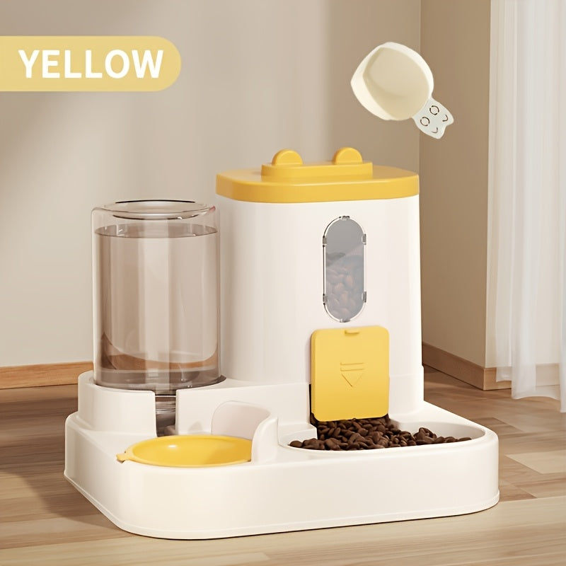 Automatic Cat Feeder Dual-Function Food & Water Dispenser Portion Control Healthy Diet Cute Design Pet Feeding Station Christmas Gift for Cat Lovers