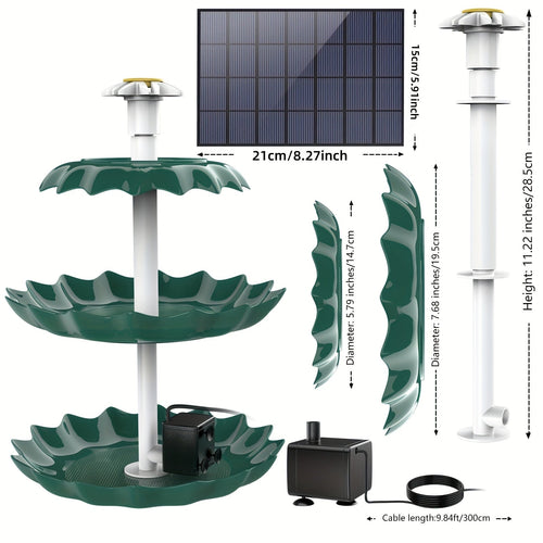 3-Layer Solar Bird Bath Fountain 3.5W – Outdoor Garden Courtyard Decor Solar Powered Fountain Pump, No Wiring Needed, Dark Green Light Blue or Fountain-Only, Single & Three Tier Options