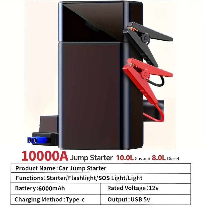 Portable Car Jump Starter Kit 12V Multi-Function Battery Booster LED Flashlight SOS Rescue Light Air Pump for Cars Trucks SUVs Emergency Roadside Power