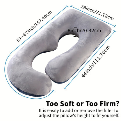 J-Shaped Maternity Pillow Full Body Pregnancy Pillow with Pillowcase – Back, Leg & Tummy Support for Comfortable Sleep, 41" & 60" Sizes, Multiple Colors & Fabrics, Great Baby Shower Gift