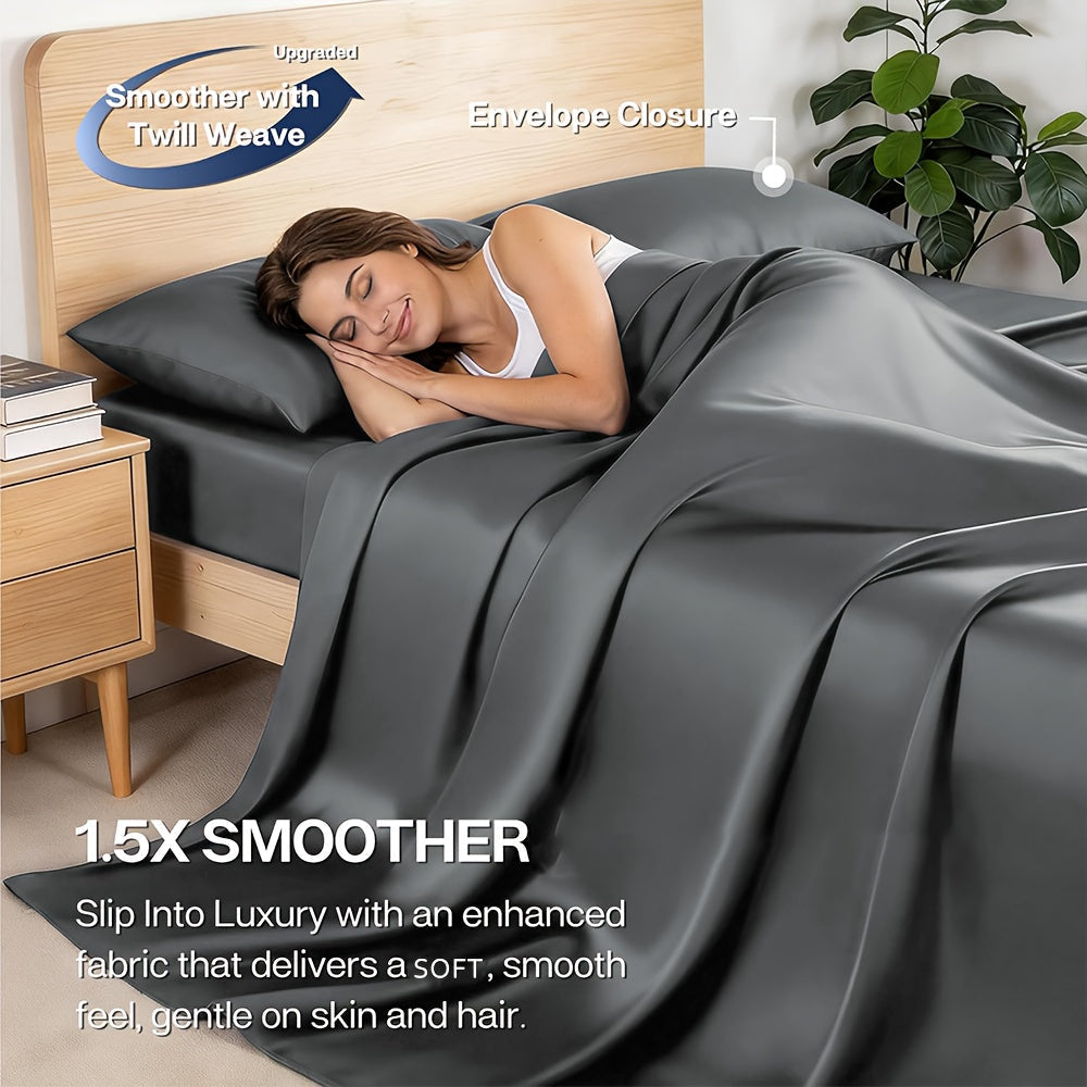 Cooling Bed Sheets Set Queen Size 6 Piece, Ultra Soft Breathable Sheets for Hot Sleepers, 17-Inch Deep Pocket Double Stitching Wrinkle-Free, Microfiber Bedding Set for Home Bedroom Christmas Gift