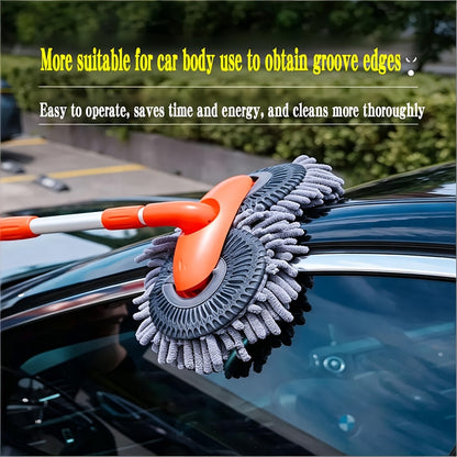 Adjustable Microfiber Car Cleaning Mop & Brush Set – Extendable Handle Wash Mop for Cars & Trucks, Soft Microfiber Brush for Scratch-Free Exterior Cleaning, Flawless Shine Every Time