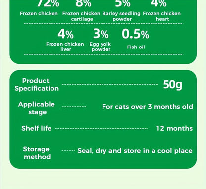 Freeze-Dried Cat Grass Hairball Control Tablets – Natural Mint Molar Sticks & Granules, Chicken Flavor Cat Snacks for Dental Health & Hair Removal