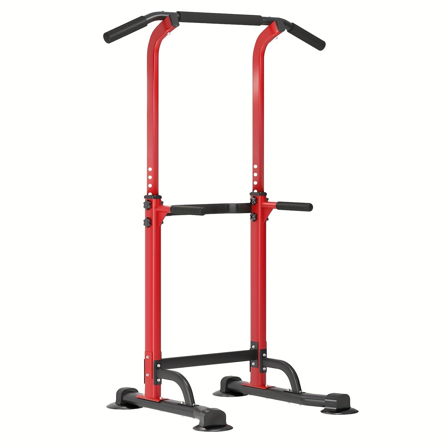 Adjustable Power Tower Dip Station Pull Up Bar for Home Gym 10 Height Levels 65-82.7 Inch 330LBS Capacity 6 Exercise Positions Full Body Strength Training Black Red Yellow Blue Pink Orange