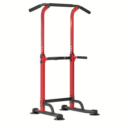 Adjustable Power Tower Dip Station Pull Up Bar for Home Gym 10 Height Levels 65-82.7 Inch 330LBS Capacity 6 Exercise Positions Full Body Strength Training Black Red Yellow Blue Pink Orange