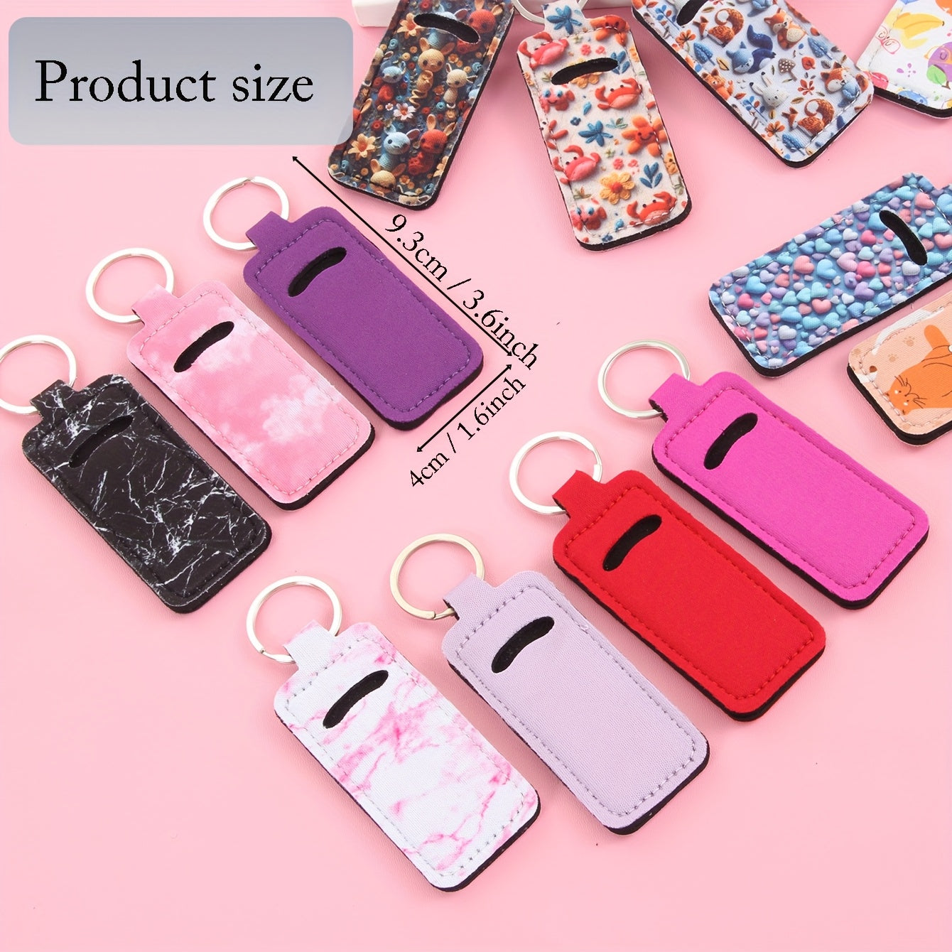 21pcs Lipstick Holder Keychain Bulk – Neoprene Lip Gloss Pouch with Metal Ring for Keys, Bags & Lanyards, Multiple Colors, Travel Organizer & Birthday Party Favor Gift Set