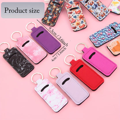 21pcs Lipstick Holder Keychain Bulk – Neoprene Lip Gloss Pouch with Metal Ring for Keys, Bags & Lanyards, Multiple Colors, Travel Organizer & Birthday Party Favor Gift Set