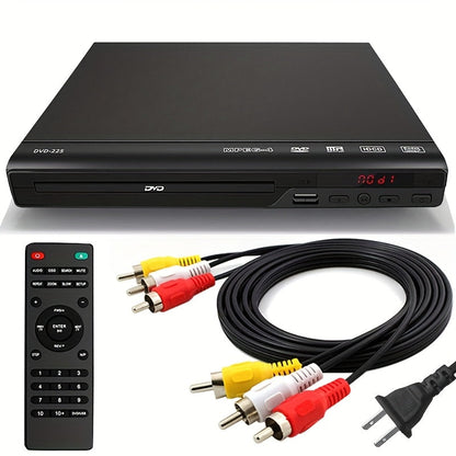 DVD Player All Region Free – USB Port, AV Output, Remote Control, Plays DVD VCD CD-R MP3, Compatible with TV & Home Theater, US Plug, Great Gift