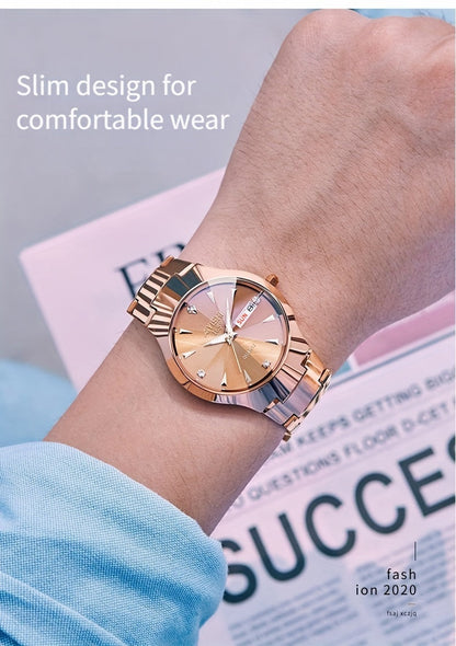 Men's Luminous Quartz Business Watch with Dual Date Calendar – Elegant Zinc Alloy Case, Simple Trend Design, Dress & Casual Wear