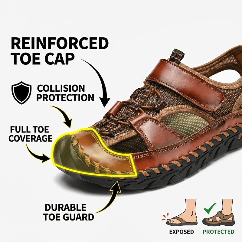 Men's Closed Toe Fisherman Sandals – Handmade Breathable Water Shoes, Non-Slip Anti-Collision Outdoor Hiking Athletic Beach Sandals for Summer | Velora