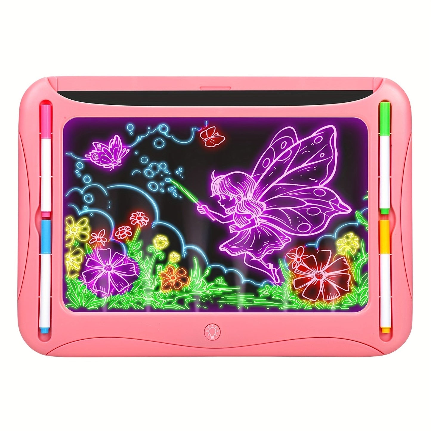 LED Light-Up Drawing Doodle Board for Kids Ages 3-8 – Glow Writing Art Set with 9 Double-Sided Cards & 6 Markers, Educational Learning Travel Toy, Birthday & Christmas Gift for Girls Boys