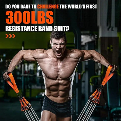 300lb Heavy-Duty Resistance Band Set Home Gym Strength Training Kit with Handles Door Anchor Ankle Straps Full Body Workout for Muscle Building Toning Rehabilitation