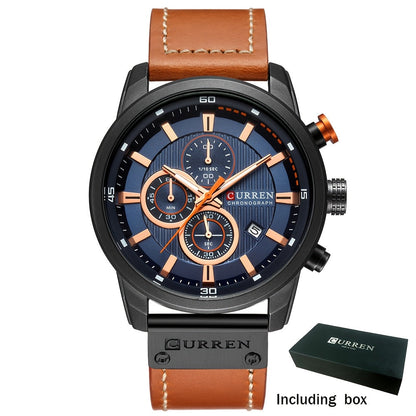 Men's Chronograph Sport Quartz Watch with Date Display – Stopwatch Wristwatch for Men 6 Colors Brown Blue Black Grey Casual Business Everyday Watch Gift
