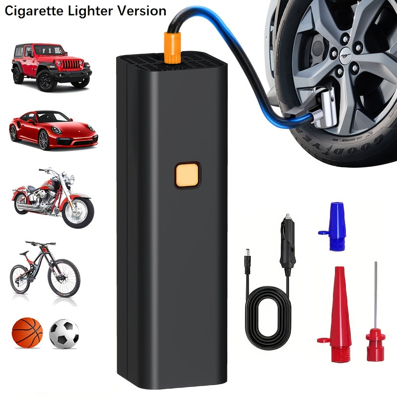 Portable Tire Inflator Air Compressor Pump for Car Tires, Bicycle, Motorcycle & Balls, Digital Pressure Gauge, Auto Shut-Off, USB & Cigarette Lighter Versions Available