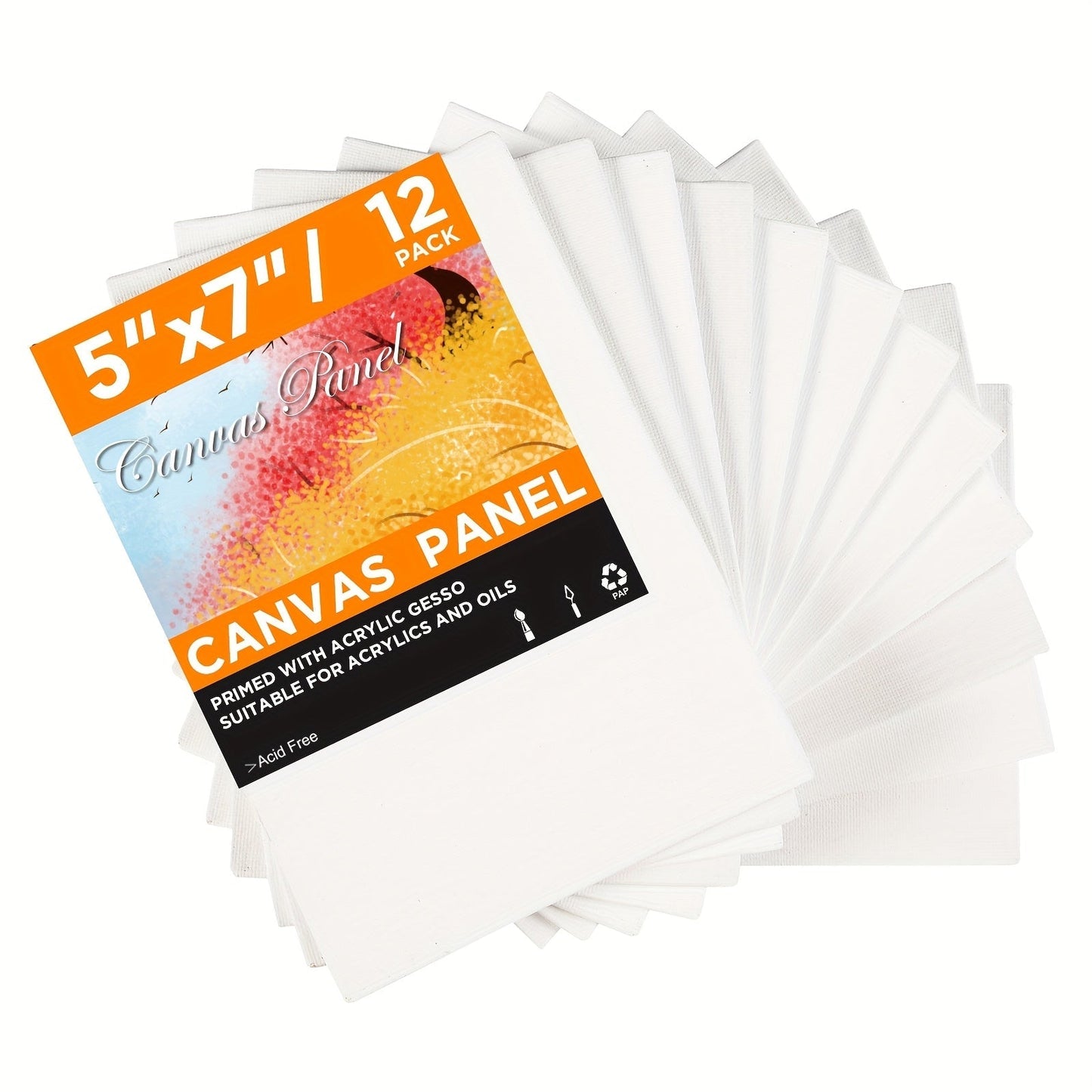 Canvas Boards 5x7 Inch 12 & 24 Pack – Primed Acid-Free Blank Art Panels Ready to Paint with Acrylic, Oil & Watercolor, Heavyweight Cotton, for Artists & Beginners