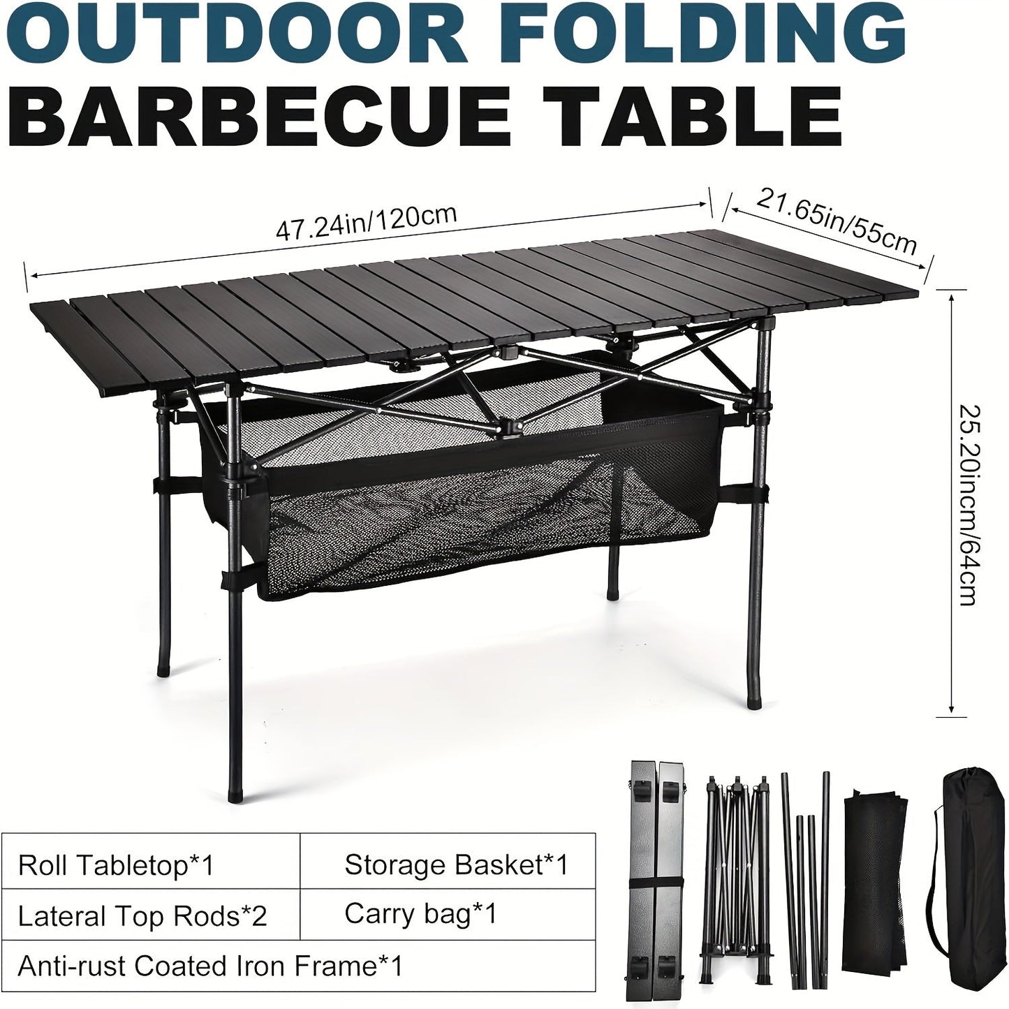 Folding Camping Table with Carry Bag – Lightweight Portable Outdoor Table 3 Sizes for Camping, Beach, Picnic, BBQ, Backyard, Boat & Travel, Easy Setup & Storage