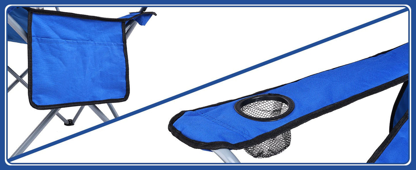 Folding Camping Chair with Tilting Canopy Sunshade – 225LBS Capacity, 22.8" Wide Seat, Mesh Cup Holder & Carry Bag, Portable Beach Lawn Chair for Camping, Hiking & Outdoor Events – 9 Color Options