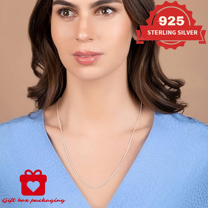 925 Sterling Silver 1mm Snake Chain Necklace Unisex – Handmade Round Snake Chain Lengths 16–24 Inch, Gift Box Included, Perfect for Daily Wear, Mother’s Day & Gifts for Him or Her