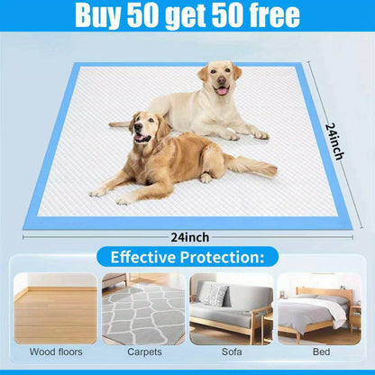 Super Absorbent Dog Pee Pads XL/XXL – Thickened Leak-Proof Training Pads for Medium & Large Dogs, Easy to Clean, Camping & Adult Bed Care, 50+50 Free Value Pack