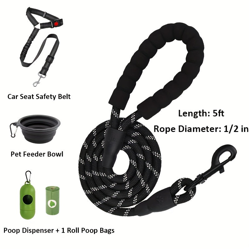 No-Pull Dog Harness & Leash Set 6-in-1 – Reflective No-Choke Oxford Vest with Dual Leash Clips & Easy Control Handle for Small Medium Large Dogs, 5 Colors XS to XL