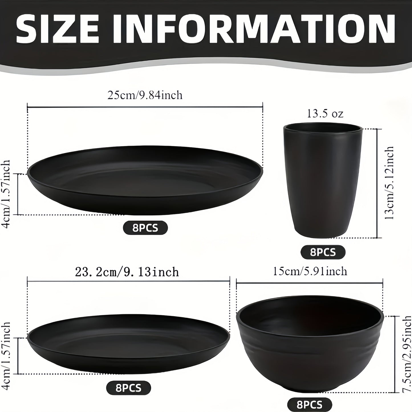 Wheat Straw Dinnerware Set 16 or 32 Piece Unbreakable Lightweight Dish Set with Dinner Plates Dessert Plates Bowls and Cups Dishwasher Microwave Safe Modern Kitchen Tableware Gift for Thanksgiving Christmas
