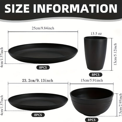 Wheat Straw Dinnerware Set 16 or 32 Piece Unbreakable Lightweight Dish Set with Dinner Plates Dessert Plates Bowls and Cups Dishwasher Microwave Safe Modern Kitchen Tableware Gift for Thanksgiving Christmas