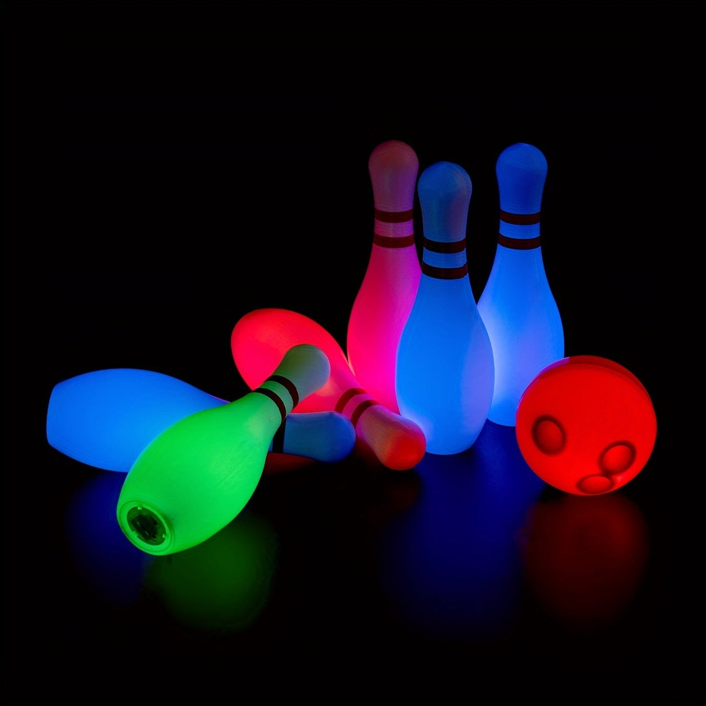 Light Up Kids Bowling Set 10 Glow Bowling Pins & 2 Balls Indoor Outdoor Bowling Game for Boys Girls Toddlers – 7.87" Tall Pins Fun Birthday Holiday Gift Toy for Ages 3+