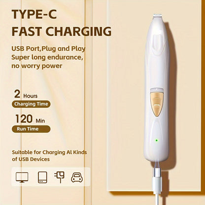 Dog Grooming Clippers Electric Pet Paw Trimmer with LED Light, USB Rechargeable Low Noise Dog & Cat Hair Shaver for Eyes, Face, Ears & Paws – Professional Cordless Pet Grooming Kit