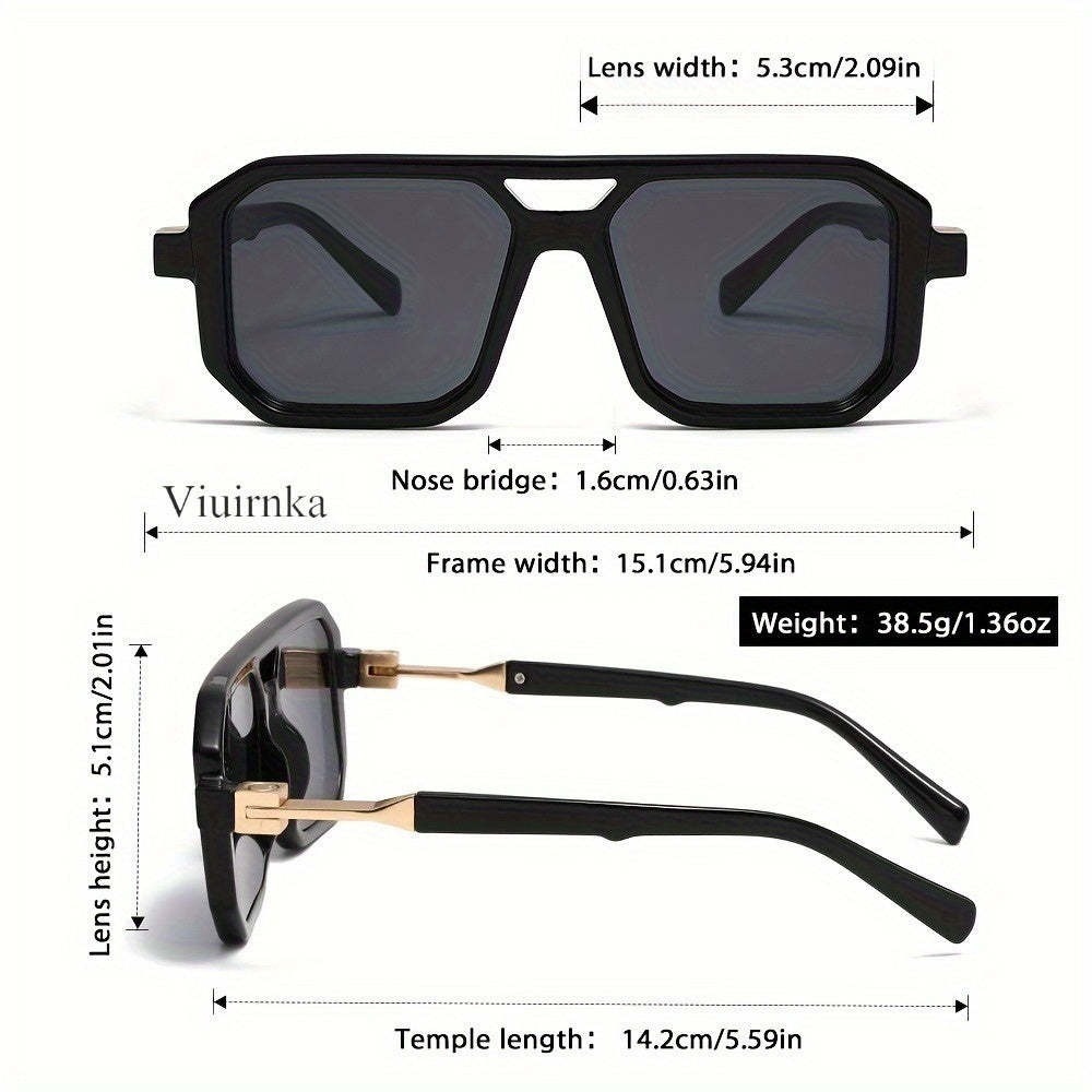 Oversized Square Frame Sunglasses Unisex UV Protection Retro Tortoiseshell Arms Men Women Travel Beach Daily Wear Includes Case and Cleaning Cloth 6 Colors