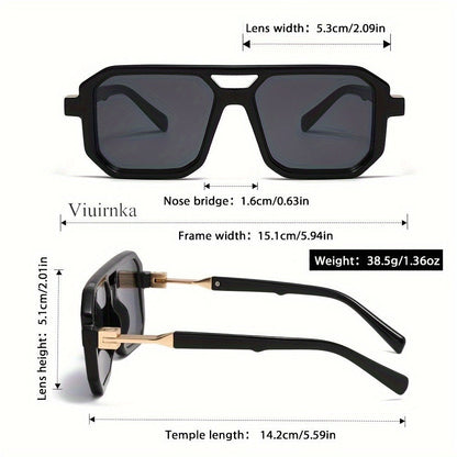 Oversized Square Frame Sunglasses Unisex UV Protection Retro Tortoiseshell Arms Men Women Travel Beach Daily Wear Includes Case and Cleaning Cloth 6 Colors