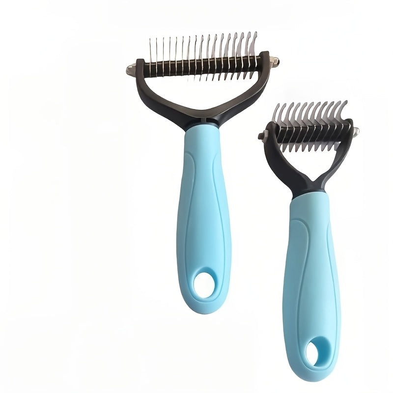Pet Dematting Comb 2 Pack Double-Sided Undercoat Rake for Cats & Dogs – Stainless Steel Deshedding Brush Removes Mats Tangles Loose Fur Large & Small