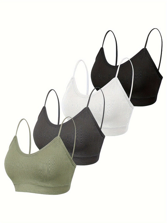 4 Pack Women's Wireless Bralettes with Removable Padding – Soft Breathable Seamless Bra Set for Yoga Lounge Sleep & Everyday Wear, Sizes S-XL in Multiple Colors