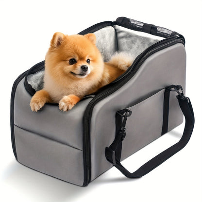 Pet Car Booster Seat with Safety Harness – Center Console Dog Car Carrier Nest for Small Dogs & Cats, Portable Travel Pet Bed, Easy-Clean Sturdy Construction, Multiple Colors