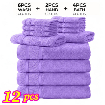 Cotton Bath Cloths Set 12 or 24 Piece – Hotel Quality Highly Absorbent Quick-Dry Washcloths for Bathroom Spa Gym Home Dark Gray Blue White Purple Orange