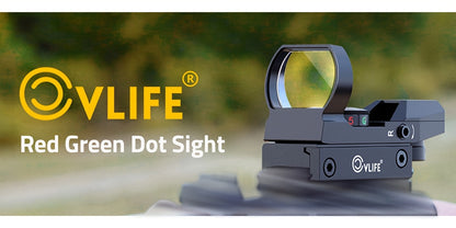 Red Green Dot Sight 1x22x33 with 20mm Picatinny Rail - 4 Reticles 5 Brightness Settings Wide Field of View Scope for Rifles Shotguns