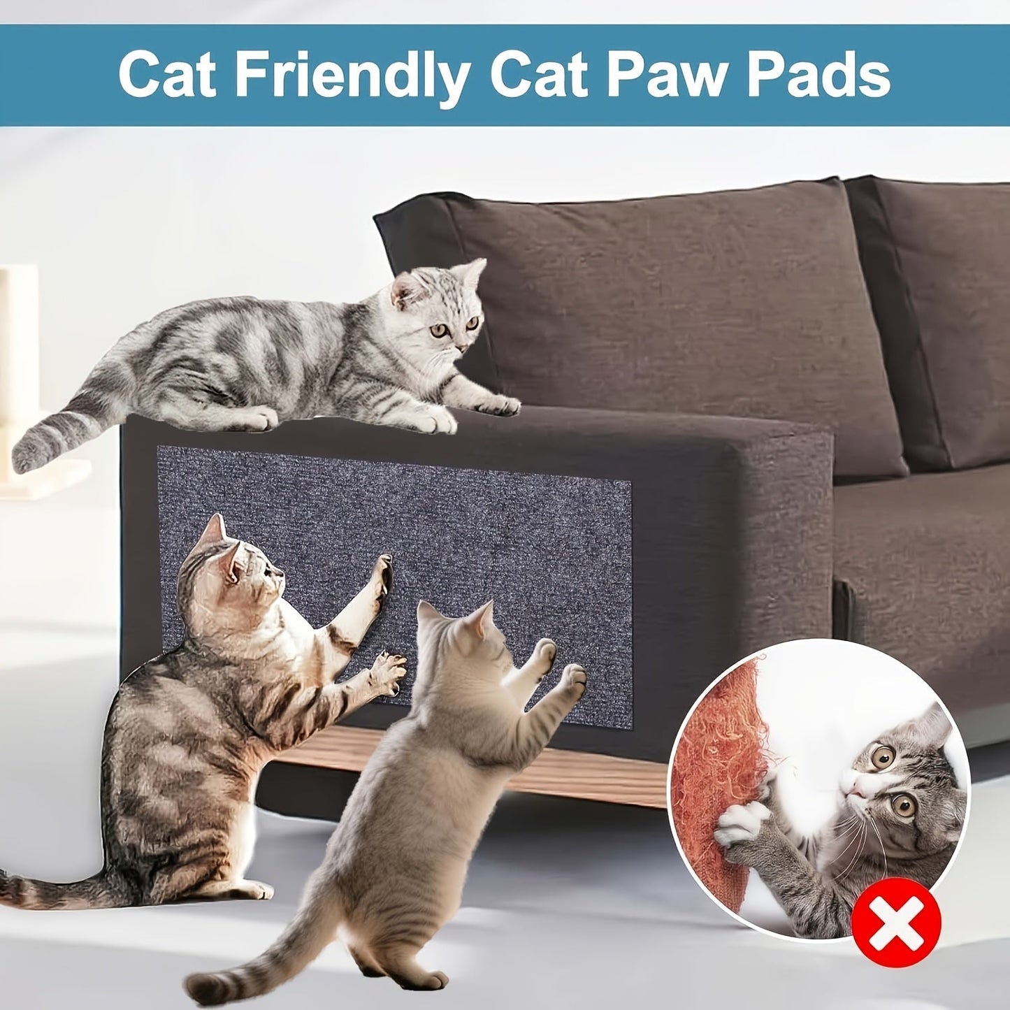 Self-Adhesive Cat Scratching Pad for Wall & Sofa – Durable Furniture Protector Scratch Board, Easy Peel & Stick, Long-Lasting Protection for Small & Large Indoor Cats, Great Holiday Gift