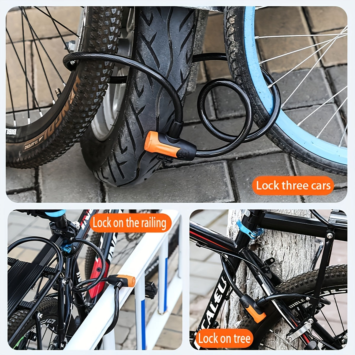 Heavy-Duty Bike Cable Lock 12mm Thick 49" Anti-Theft Bicycle Lock with Keys for Mountain Road Electric Bikes – Waterproof ABS & Iron Construction, Mounting Bracket Included, Secure Coiled Bike Lock