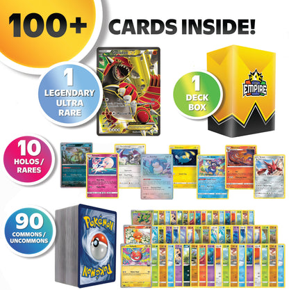 Pokemon Legendary & Mythical Ultra Rare Battle Bundle 100+ Authentic TCG Cards – 1 Guaranteed Ultra Rare Legendary or Mythical | Mewtwo Lugia Arceus Rayquaza | Holos & Rares | Gift for Kids & Collectors