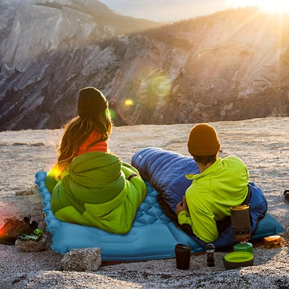 Self-Inflating Sleeping Pad Ultralight Nylon TPU Camping Mat, Built-In Pump Single & Double Person Options, Compact Portable Sleeping Mat for Camping Hiking Backpacking Travel Picnic, Orange & Blue