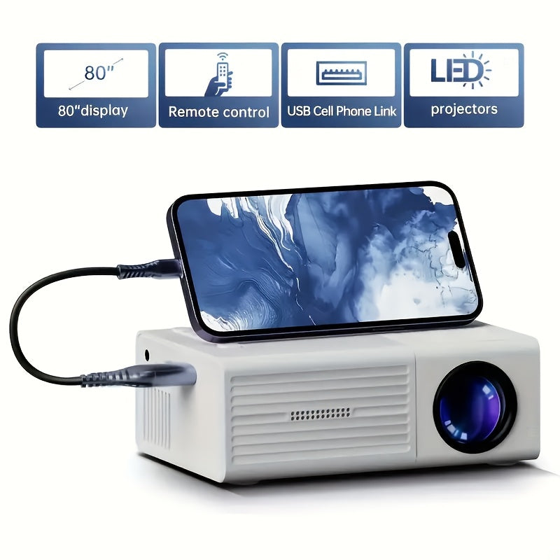 Mini Portable Projector 1080P Full HD Home Theater Outdoor Movie Projector – Phone Screen Mirroring iOS Android TV Stick USB HDMI Laptop Compatible