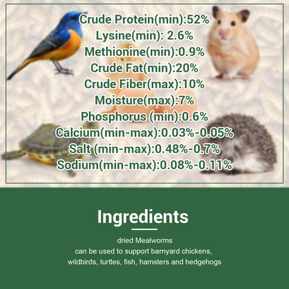 Dried Mealworms for Chickens Wild Birds Ducks – High Protein Natural Pet Food for Hens, Turtles, Fish, Lizards & Hamsters, Non-GMO Dried Insect Animal Feed, Multiple Sizes 0.6–40 LBS
