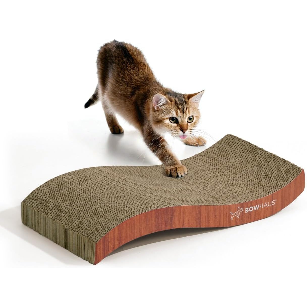 CAPHAUS Reversible Cat Scratcher Lounger – Large 5-Layer High-Density Cardboard Scratching Pad & Board, 16.9 x 8.5 Inch, Protects Furniture, Fits Multi-Cat Households & Large Paw Breeds
