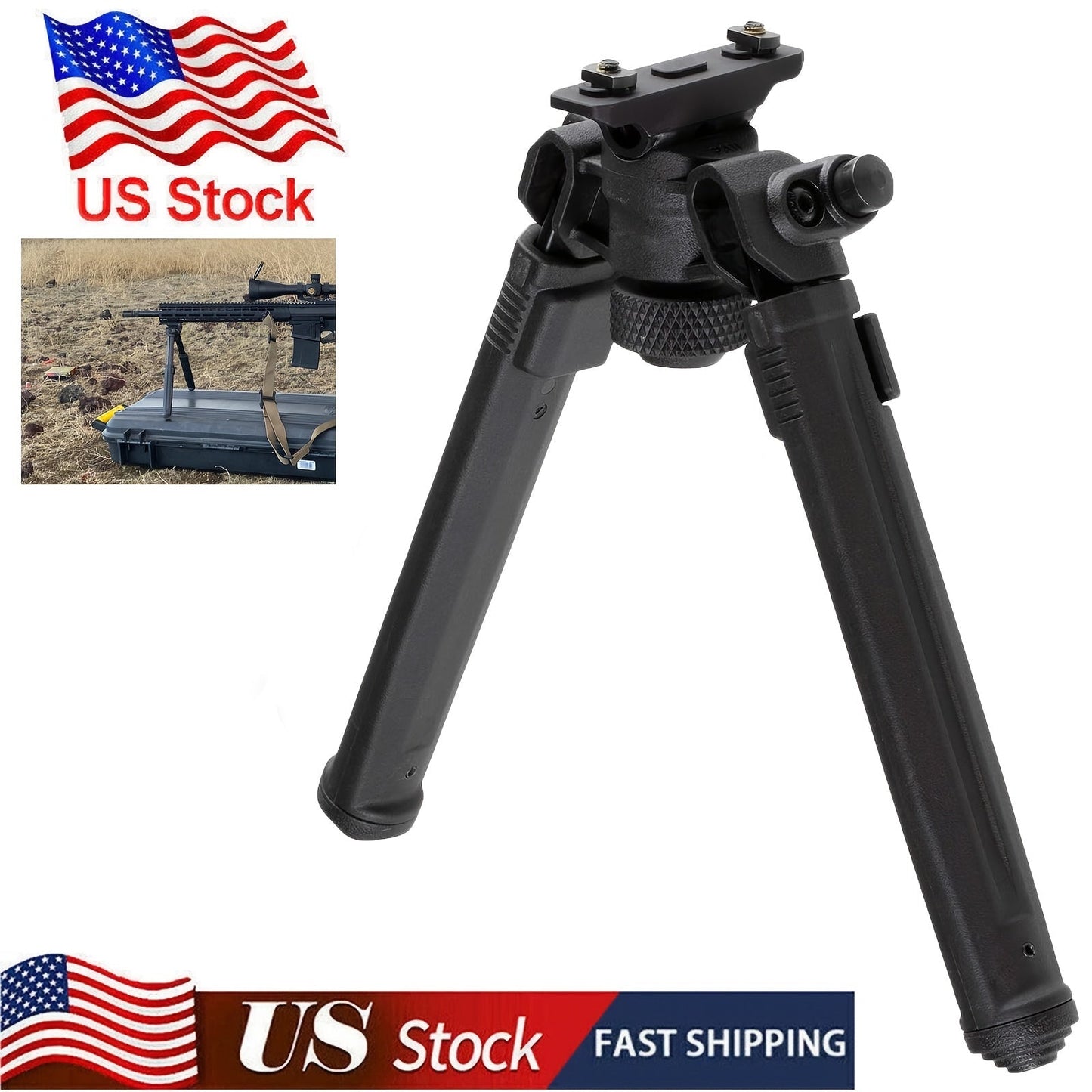 MAG M-LOK Bipod – Lightweight Aluminum Alloy Foldable Bipod for Hunting & Shooting, Quick-Release Folding, Non-Slip Rubber Feet, Black & Flat Dark Earth, Compatible with M4 AR15 M-LOK Handguards