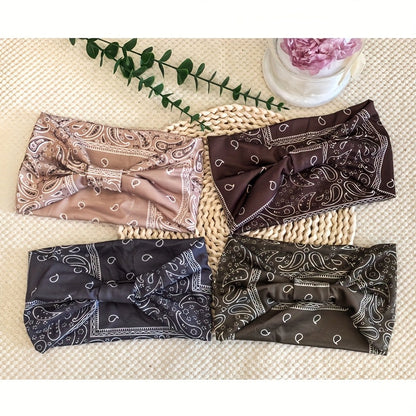 8pcs Wide African Turban Headbands for Women – Boho Paisley Anti-Slip Elastic Headwraps for Sports, Yoga, Running & Daily Wear, Moisture-Wicking Hair Accessories Set